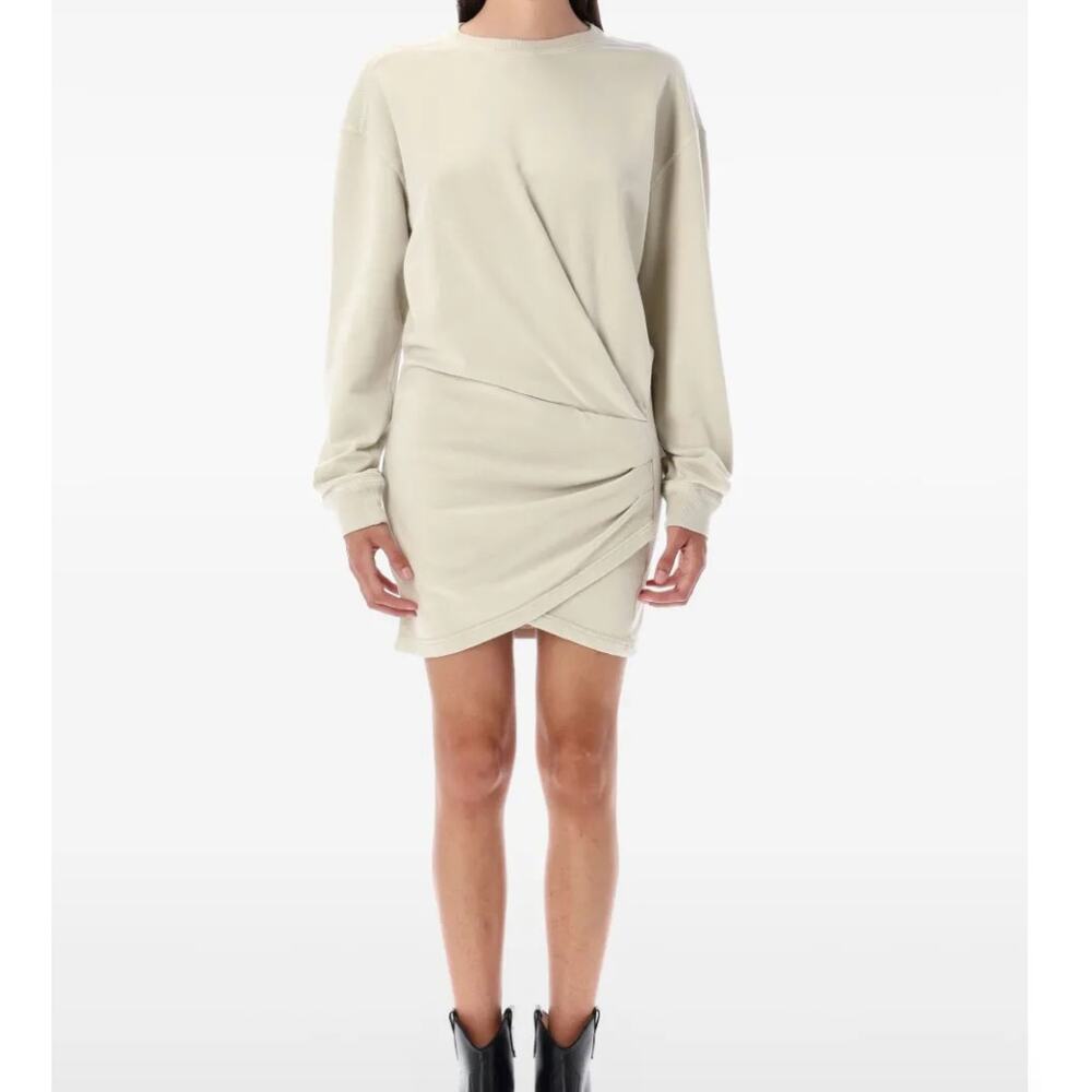 Isabel Marant Etoile NWT Pipper Ecru Draped Sweatshirt Dress Size 36 US 4
